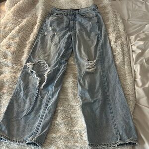 BDG Blue Boyfriend Jeans with Distressed Details